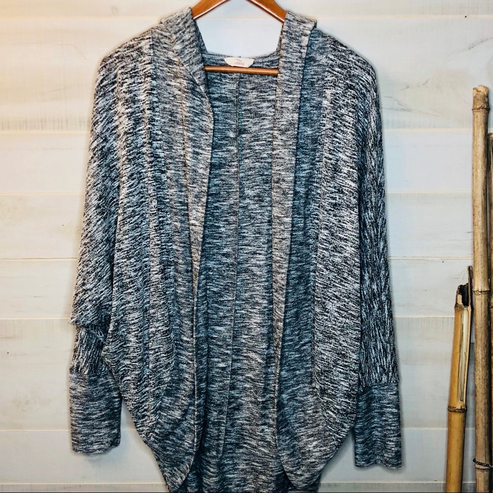 Hummingbird Wing Sleeve Slouchy Hooded Cardigan